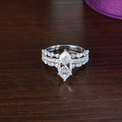 Lizzie Marquise 18Karat White Gold Moissanite Engagement Ring