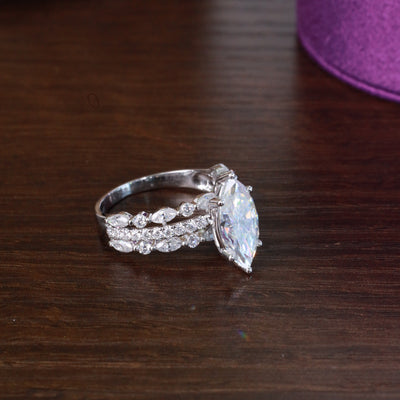 Lizzie Marquise 18Karat White Gold Moissanite Engagement Ring