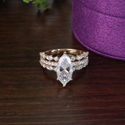 Lizzie Marquise 18Karat Yellow Gold Moissanite Engagement Ring