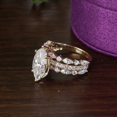 Lizzie Marquise 18Karat Yellow Gold Moissanite Engagement Ring