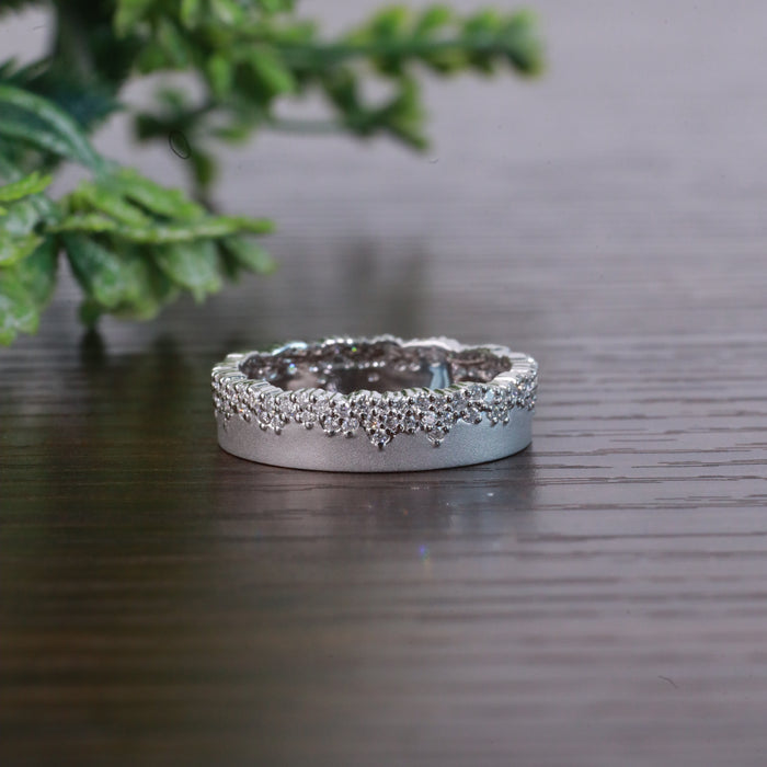 Brandon 10Karat White Gold Moissanite Wedding Band
