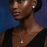 Ziva Moissanite Sterling Silver Necklace and Earring Set