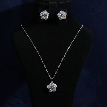 Ziva Moissanite Sterling Silver Necklace and Earring Set