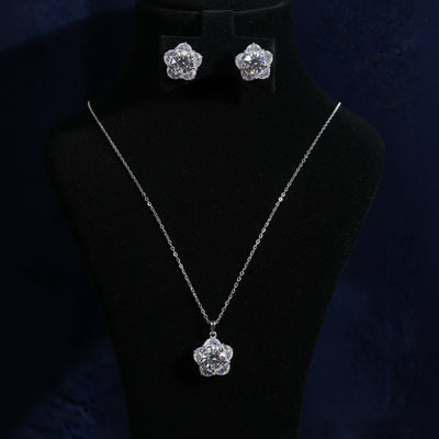 Ziva Moissanite Sterling Silver Necklace and Earring Set