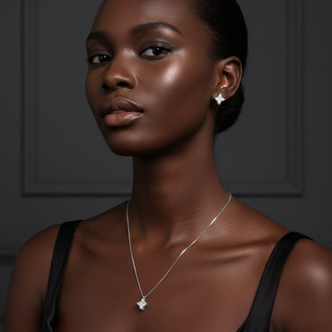 Verna Moissanite Sterling Silver Necklace and Earring Set