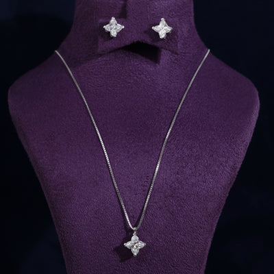 Verna Moissanite Sterling Silver Necklace and Earring Set