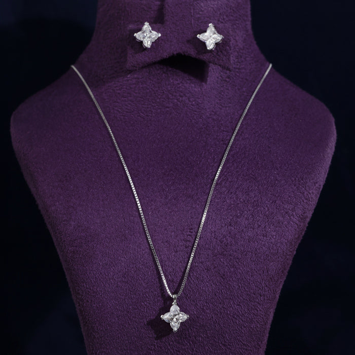 Verna Moissanite Sterling Silver Necklace and Earring Set