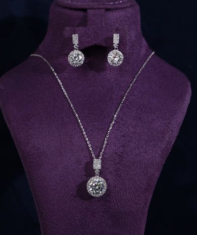 Parissa Moissanite Sterling Silver Necklace and Earring Set