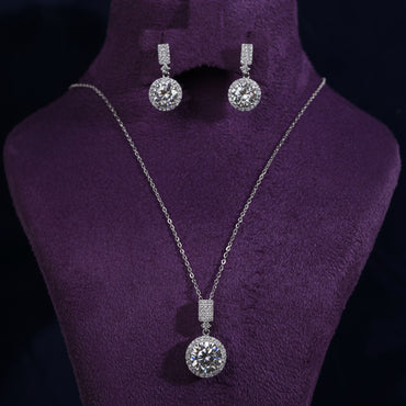 Parissa Moissanite Sterling Silver Necklace and Earring Set