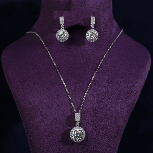 Parissa Moissanite Sterling Silver Necklace and Earring Set