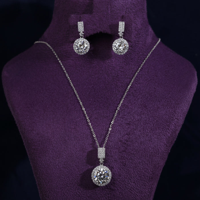 Parissa Moissanite Sterling Silver Necklace and Earring Set