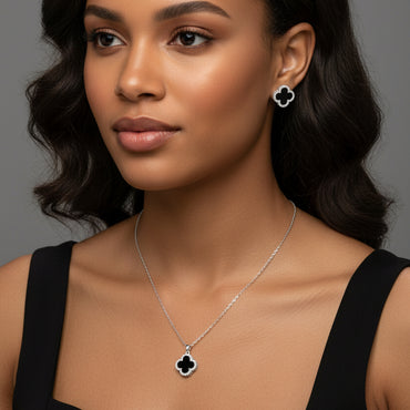 Dovie Moissanite Sterling Silver Necklace and Earring Set