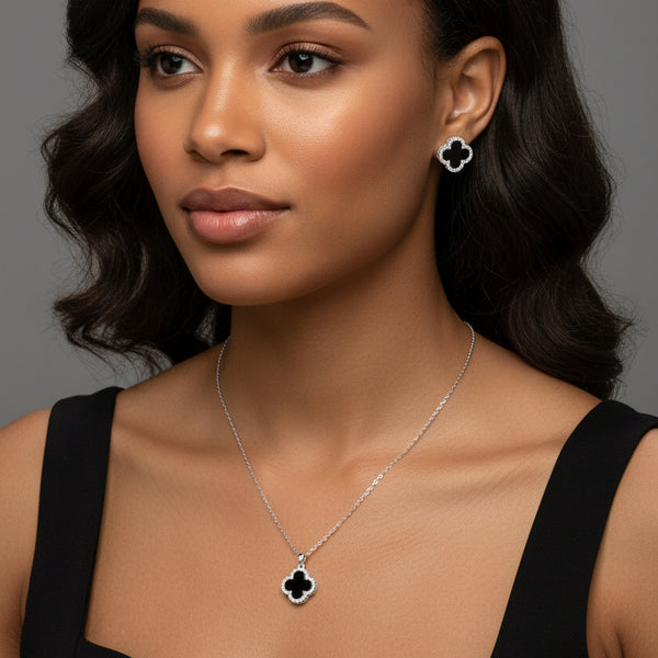 Dovie Moissanite Sterling Silver Necklace and Earring Set