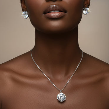 Idalia Moissanite Sterling Silver Necklace and Earring Set