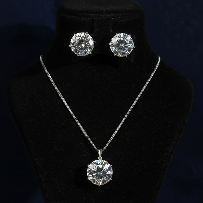 Idalia Moissanite Sterling Silver Necklace and Earring Set