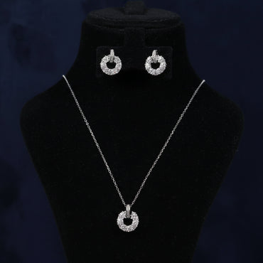 Winifred Moissanite Sterling Silver Necklace and Earring Set