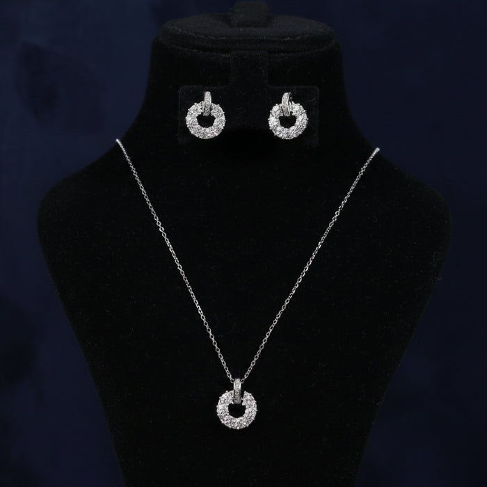 Winifred Moissanite Sterling Silver Necklace and Earring Set