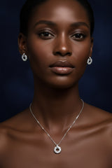 Winifred Moissanite Sterling Silver Necklace and Earring Set