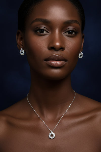 Winifred Moissanite Sterling Silver Necklace and Earring Set