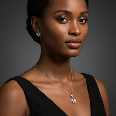Dorcas Moissanite Sterling Silver Necklace and Earring Set