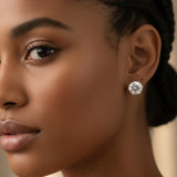 Opal Moissanite Sterling Silver Earring