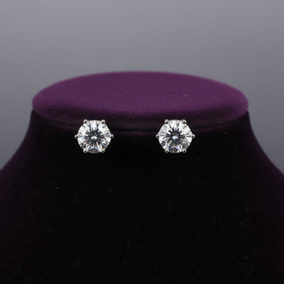 Opal Moissanite Sterling Silver Earring