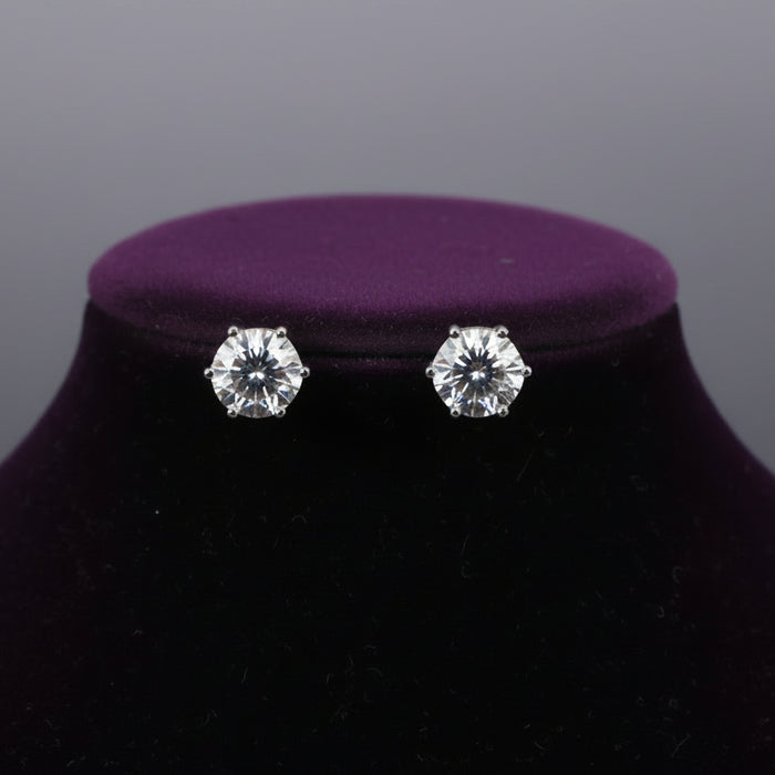 Opal Moissanite Sterling Silver Earring
