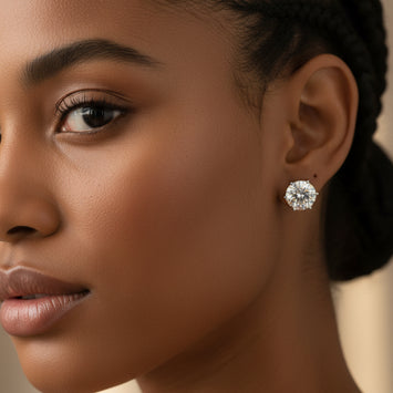 Opal Moissanite Sterling Silver Earring