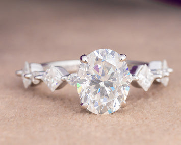 Sandy Oval Moissanite Sterling Silver Engagement Ring