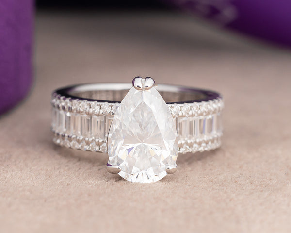 Agatha Pear Moissanite Sterling Silver Engagement Ring