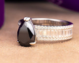Agatha Pear Black Moissanite Sterling Silver Engagement Ring