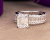 Agatha Emerald Moissanite Sterling Silver Engagement Ring