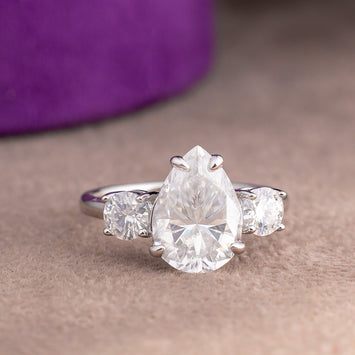 Lana Pear Moissanite Sterling Silver Engagement Ring