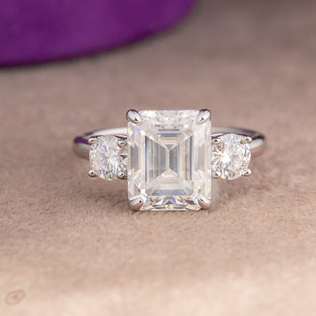 Lana Emerald Moissanite Sterling Silver Engagement Ring