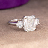 Lana Emerald Moissanite Sterling Silver Engagement Ring