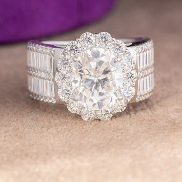 Adriana Oval Moissanite Sterling Silver Engagement Ring