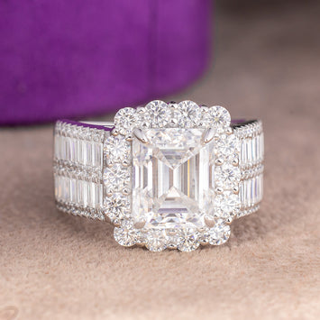 Adriana Emerald Moissanite Sterling Silver Engagement Ring