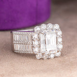 Adriana Emerald Moissanite Sterling Silver Engagement Ring