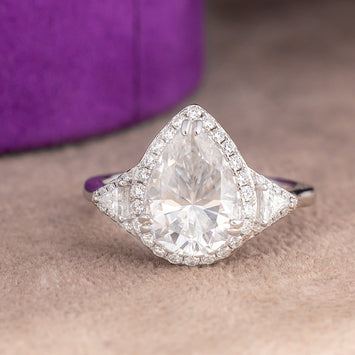Zahra Pear Moissanite Sterling Silver Engagement Ring