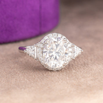 Zahra Oval Moissanite Sterling Silver Engagement Ring