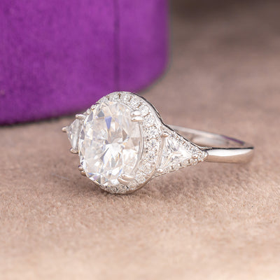 Zahra Oval Moissanite Sterling Silver Engagement Ring