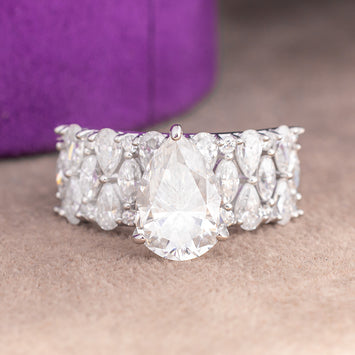 Nadine Pear Moissanite Sterling Silver Engagement Ring