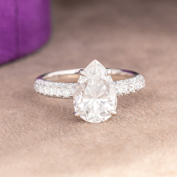 Isabel Pear Moissanite Sterling Silver Engagement Ring