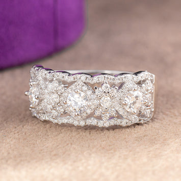 Tariqa Moissanite Sterling Silver Wedding Band