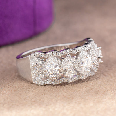 Tariqa Moissanite Sterling Silver Wedding Band