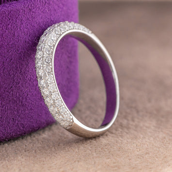 Lucia Moissanite Sterling Silver Wedding Band
