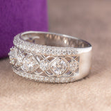 Sana Moissanite Sterling Silver Wedding Band