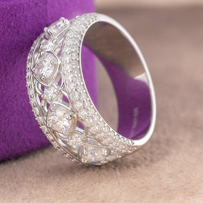 Sana Moissanite Sterling Silver Wedding Band