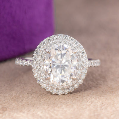 Lisa Oval Moissanite Sterling Silver Engagement Ring