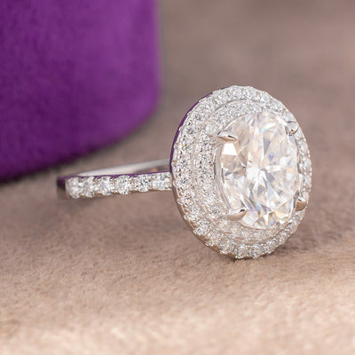Lisa Oval Moissanite Sterling Silver Engagement Ring